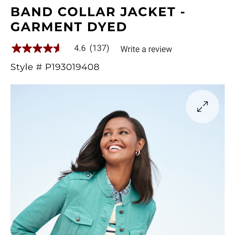 Talbots Band Collar dyed Jean Jacket